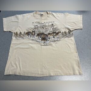 VTG 90s Badlands South Dakota Wolf Native Graphic T-Shirt —2XL Made in USA